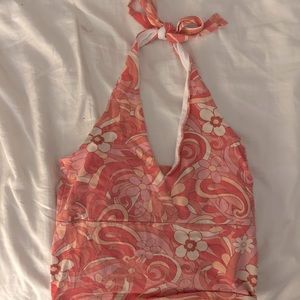Hollister S pink floral halter
